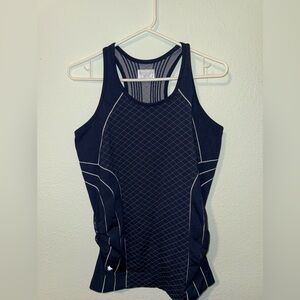 Athleta Navy and Gray Striped Tank Top